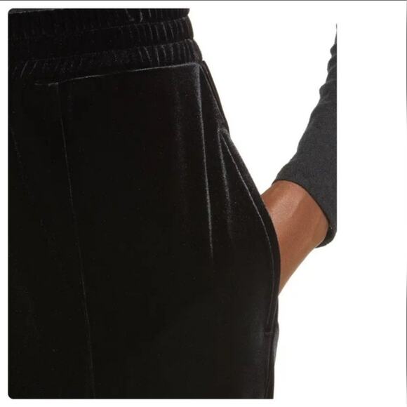 Open Edit Black Velvet Skinny Pants High Rise Ankle Chic Party Night Out Size M - Picture 4 of 12